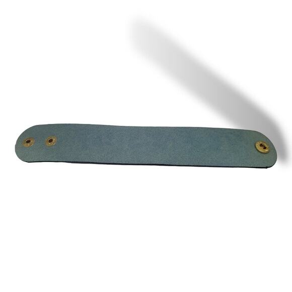 New Blue Suede Leather Tumbled Amethyst Moonstone Quartz Hematite Bracelet 7" - Picture 3 of 7